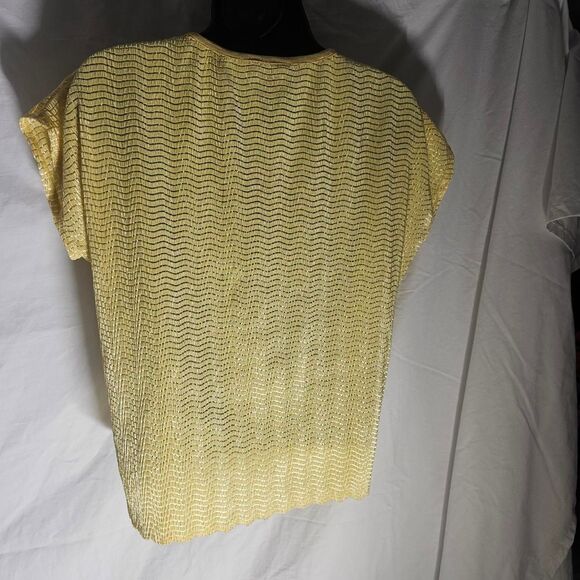 Vintage y2k 90s crinkle textured butter yellow top - Picture 3 of 4